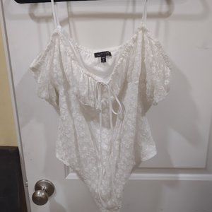 Express Floral White Off the Shoulder Bodysuit